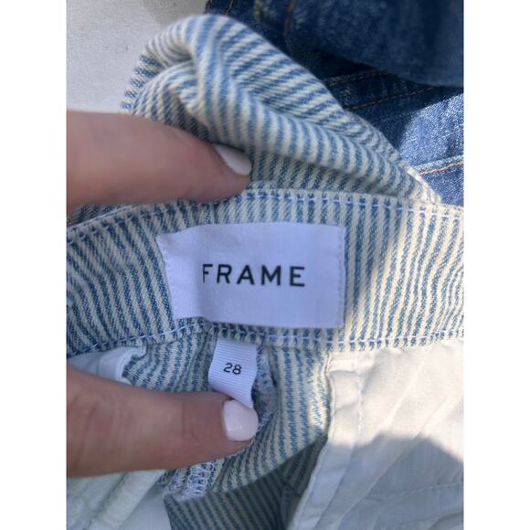FRAME Le Tomboy Buttonfly Trouser in Bleached Stripe Size 28 - Picture 8 of 9
